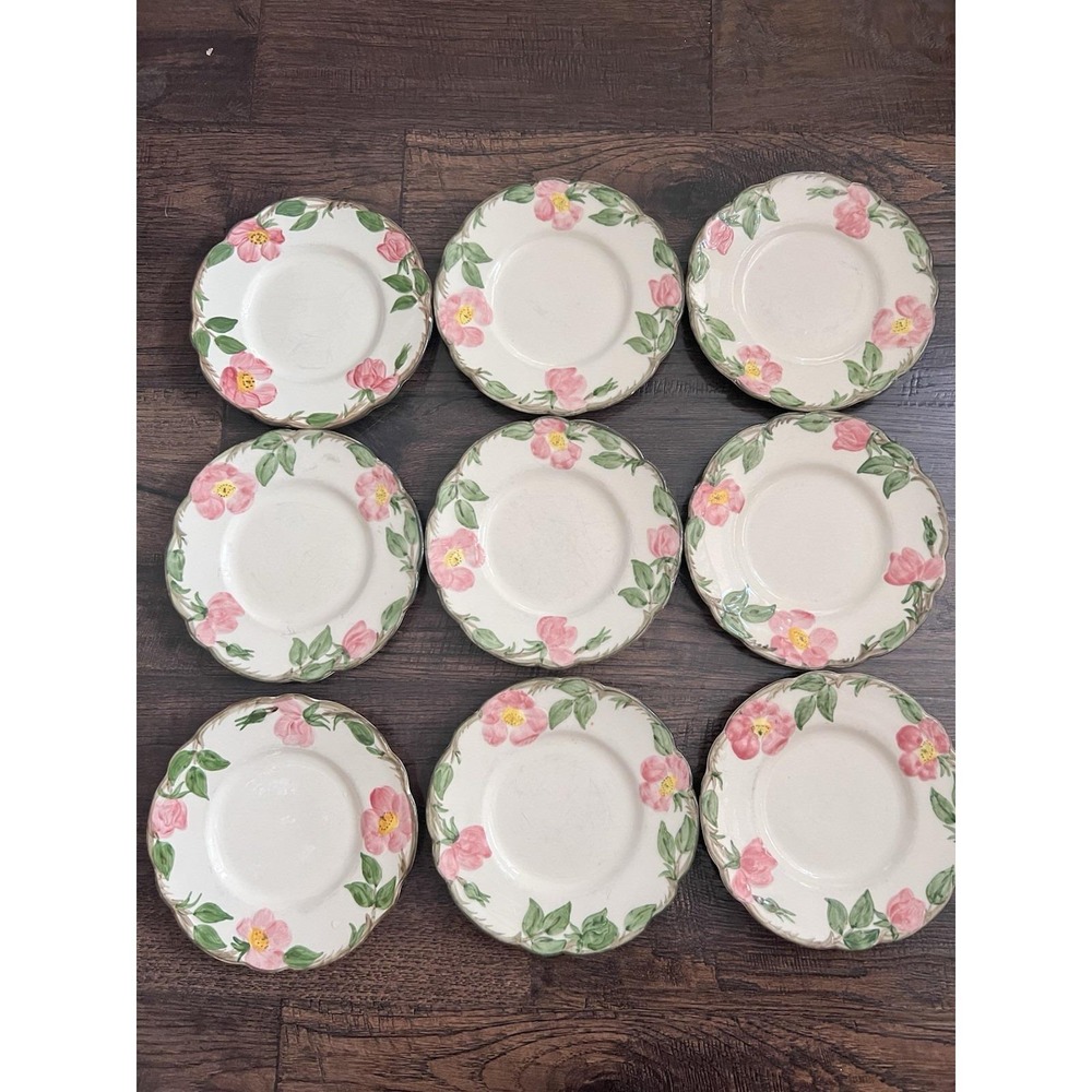 9 Vintage Franciscan Ware MCM Pottery Old Mark Desert Rose Bread Plates Pink